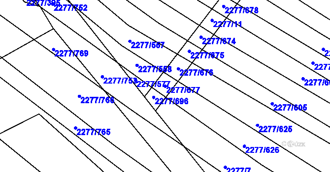 Parcela st. 2277/677 v KÚ Čejkovice, Katastrální mapa