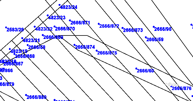 Parcela st. 2666/875 v KÚ Čejkovice, Katastrální mapa
