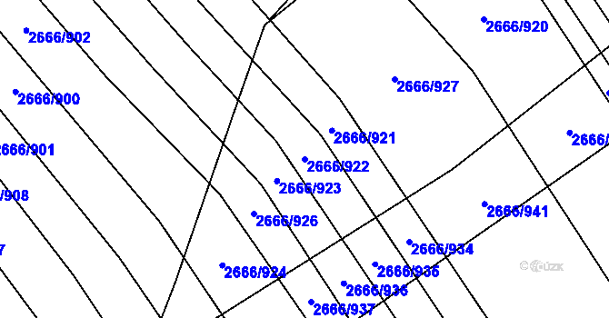 Parcela st. 2666/922 v KÚ Čejkovice, Katastrální mapa