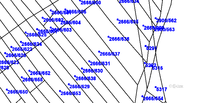 Parcela st. 2666/637 v KÚ Čejkovice, Katastrální mapa