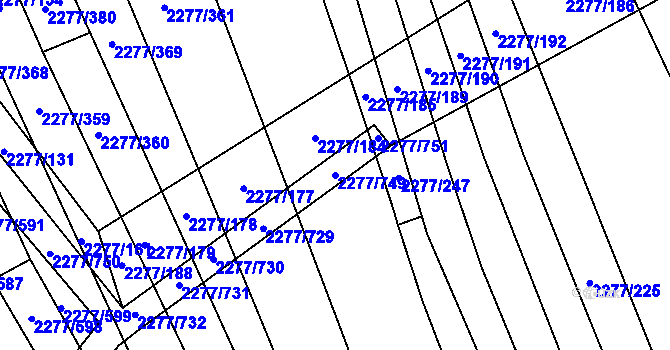 Parcela st. 2277/749 v KÚ Čejkovice, Katastrální mapa