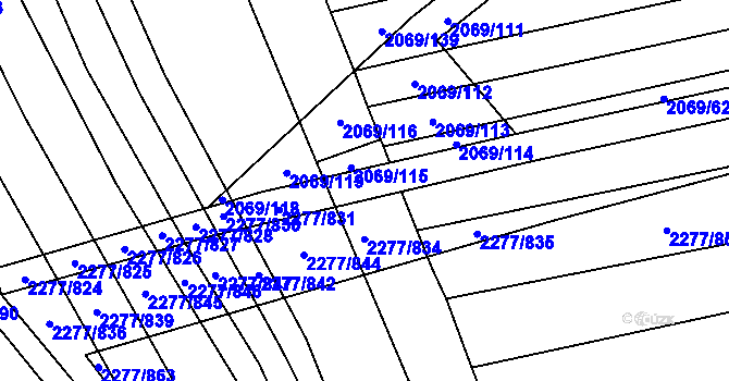 Parcela st. 2277/823 v KÚ Čejkovice, Katastrální mapa