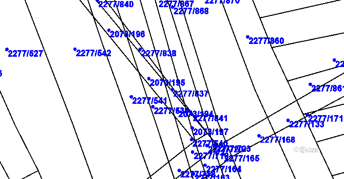 Parcela st. 2277/837 v KÚ Čejkovice, Katastrální mapa