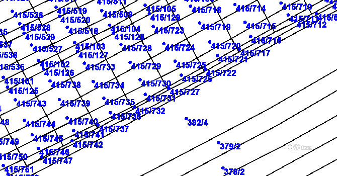 Parcela st. 415/727 v KÚ Čejkovice, Katastrální mapa