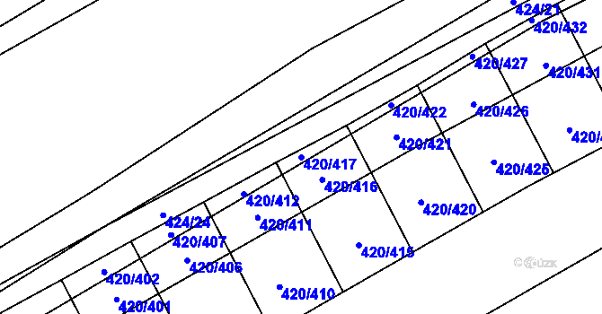 Parcela st. 420/417 v KÚ Čejkovice, Katastrální mapa
