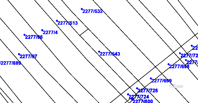 Parcela st. 2277/543 v KÚ Čejkovice, Katastrální mapa