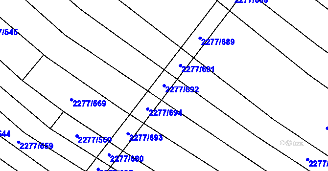 Parcela st. 2277/692 v KÚ Čejkovice, Katastrální mapa