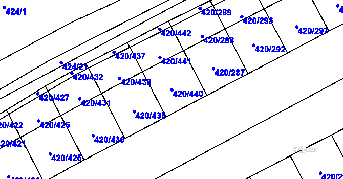 Parcela st. 420/440 v KÚ Čejkovice, Katastrální mapa