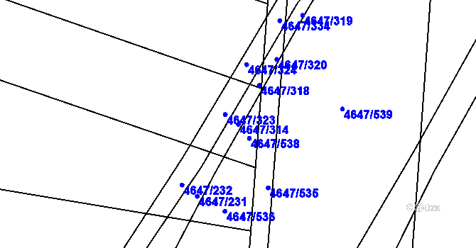 Parcela st. 4647/314 v KÚ Čejkovice, Katastrální mapa