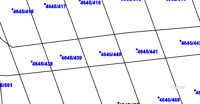 Parcela st. 4645/440 v KÚ Čejkovice, Katastrální mapa