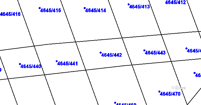 Parcela st. 4645/442 v KÚ Čejkovice, Katastrální mapa