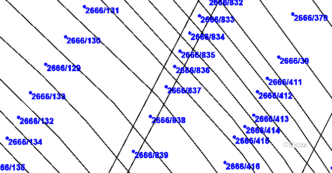 Parcela st. 2666/837 v KÚ Čejkovice, Katastrální mapa