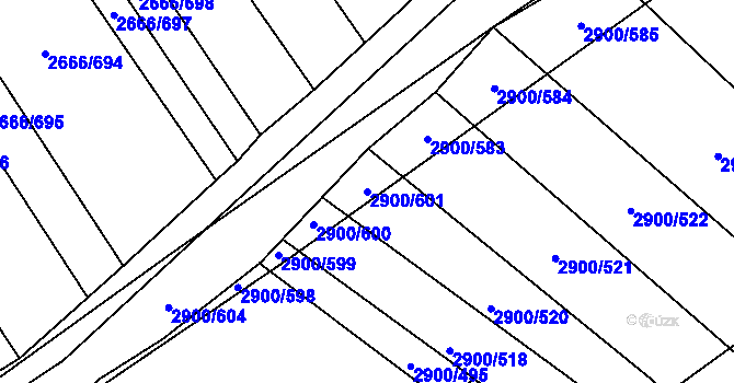 Parcela st. 2900/601 v KÚ Čejkovice, Katastrální mapa