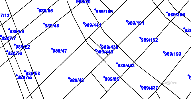 Parcela st. 989/440 v KÚ Čejkovice, Katastrální mapa