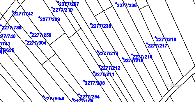 Parcela st. 2277/213 v KÚ Čejkovice, Katastrální mapa
