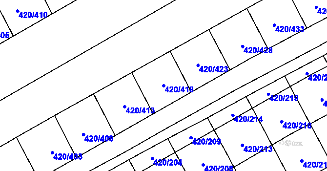 Parcela st. 420/418 v KÚ Čejkovice, Katastrální mapa