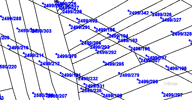 Parcela st. 2499/292 v KÚ Čejkovice, Katastrální mapa