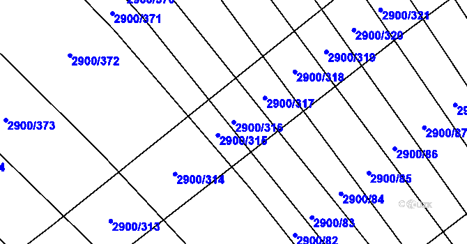 Parcela st. 2900/316 v KÚ Čejkovice, Katastrální mapa