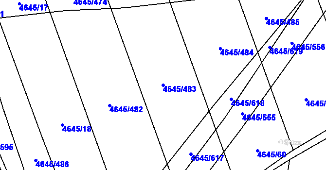 Parcela st. 4645/483 v KÚ Čejkovice, Katastrální mapa
