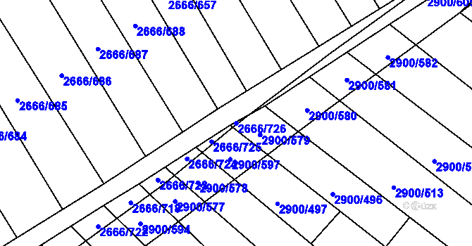 Parcela st. 2666/726 v KÚ Čejkovice, Katastrální mapa