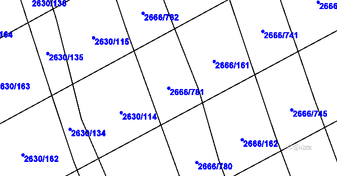 Parcela st. 2666/781 v KÚ Čejkovice, Katastrální mapa