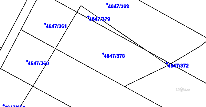 Parcela st. 4647/378 v KÚ Čejkovice, Katastrální mapa