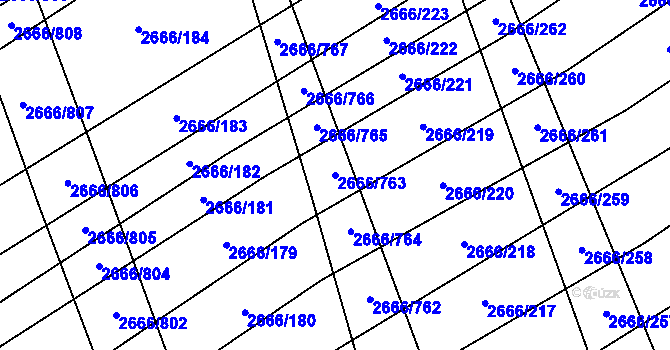 Parcela st. 2666/763 v KÚ Čejkovice, Katastrální mapa