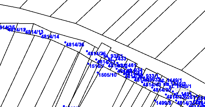Parcela st. 935/1 v KÚ Čejkovice, Katastrální mapa