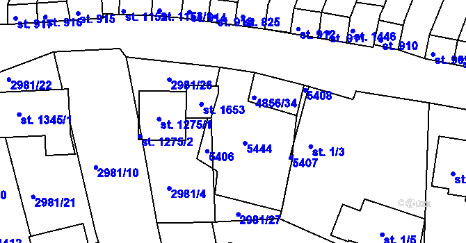 Parcela st. 1/2 v KÚ Čejkovice, Katastrální mapa