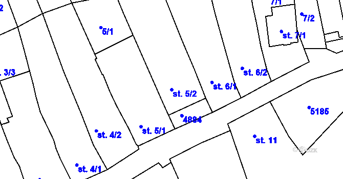 Parcela st. 5/2 v KÚ Čejkovice, Katastrální mapa