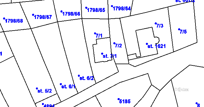 Parcela st. 7/1 v KÚ Čejkovice, Katastrální mapa