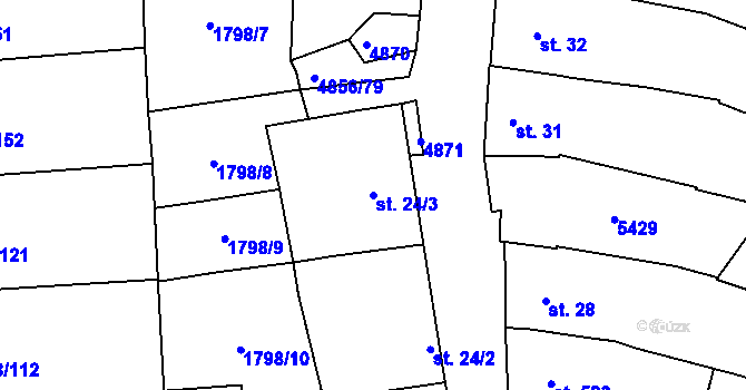 Parcela st. 24/3 v KÚ Čejkovice, Katastrální mapa
