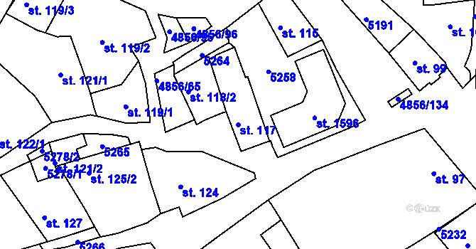 Parcela st. 117 v KÚ Čejkovice, Katastrální mapa