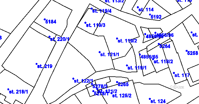 Parcela st. 121/1 v KÚ Čejkovice, Katastrální mapa