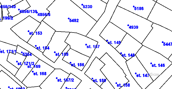 Parcela st. 157 v KÚ Čejkovice, Katastrální mapa