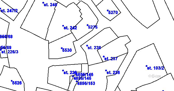 Parcela st. 238 v KÚ Čejkovice, Katastrální mapa