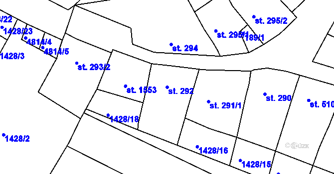 Parcela st. 292 v KÚ Čejkovice, Katastrální mapa