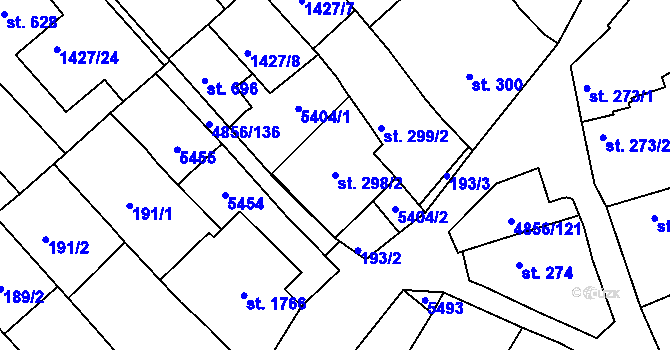 Parcela st. 298/2 v KÚ Čejkovice, Katastrální mapa