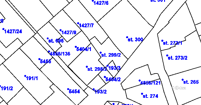 Parcela st. 299/2 v KÚ Čejkovice, Katastrální mapa