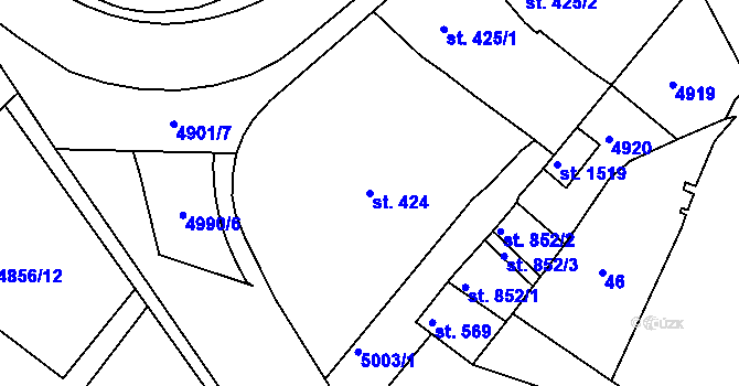 Parcela st. 424 v KÚ Čejkovice, Katastrální mapa