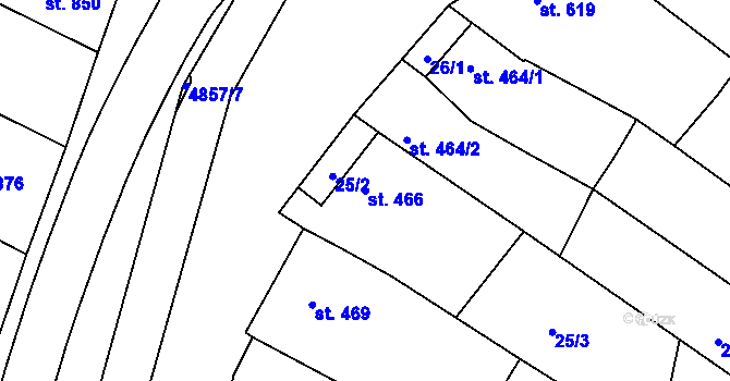 Parcela st. 466 v KÚ Čejkovice, Katastrální mapa