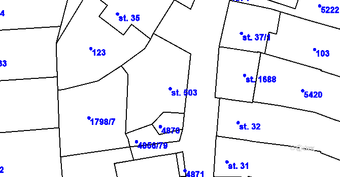 Parcela st. 503 v KÚ Čejkovice, Katastrální mapa