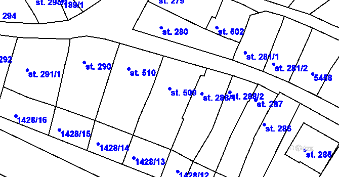Parcela st. 509 v KÚ Čejkovice, Katastrální mapa