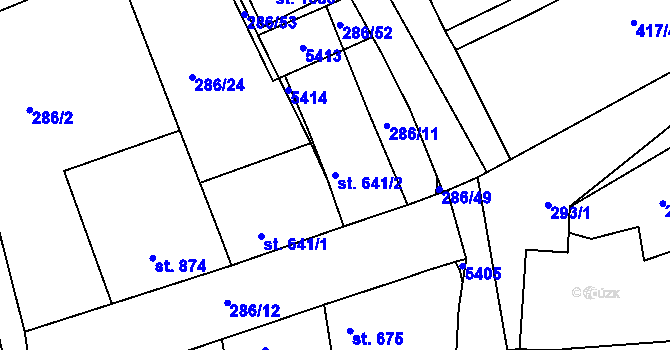 Parcela st. 641/2 v KÚ Čejkovice, Katastrální mapa