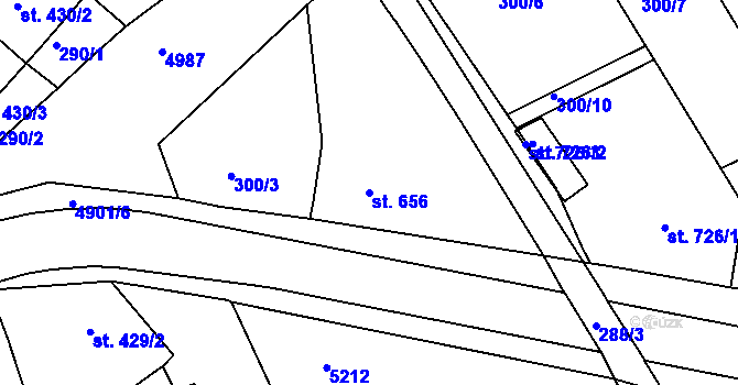 Parcela st. 656 v KÚ Čejkovice, Katastrální mapa