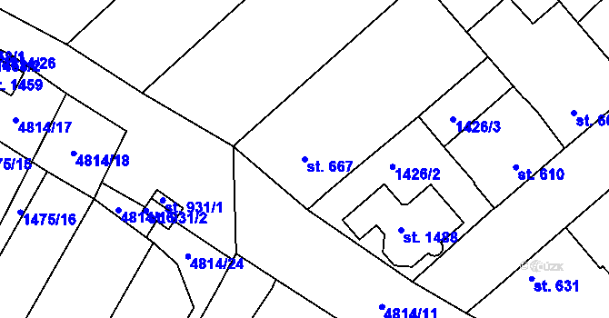 Parcela st. 667 v KÚ Čejkovice, Katastrální mapa