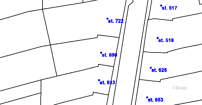 Parcela st. 690 v KÚ Čejkovice, Katastrální mapa