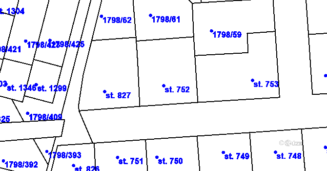 Parcela st. 752 v KÚ Čejkovice, Katastrální mapa