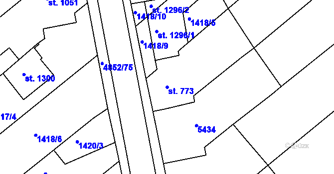 Parcela st. 773 v KÚ Čejkovice, Katastrální mapa