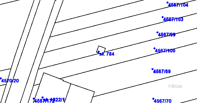 Parcela st. 784 v KÚ Čejkovice, Katastrální mapa